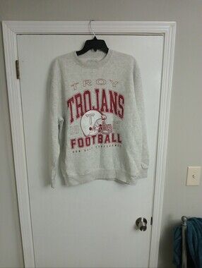 Troy Trojans Gray Crewneck Sweatshirt - Collegiate Football Apparel